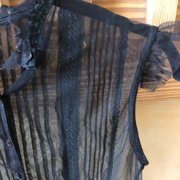 Black Sheer and Crochet Detail Blouse - Picture 2 of 11